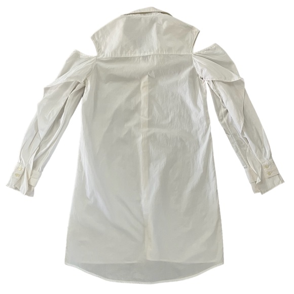 Thakoon Cotton Shirting Long Sleeve Cold Shoulder Button Down Shirt Dress Sz 10 - Picture 2 of 12